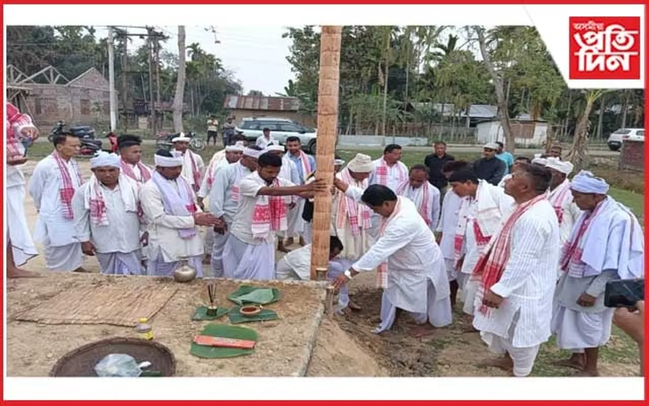 বেকাজানত সদৌ অসম ভাওনা প্ৰতিযোগিতাৰ লাইখুঁটা স্থাপন