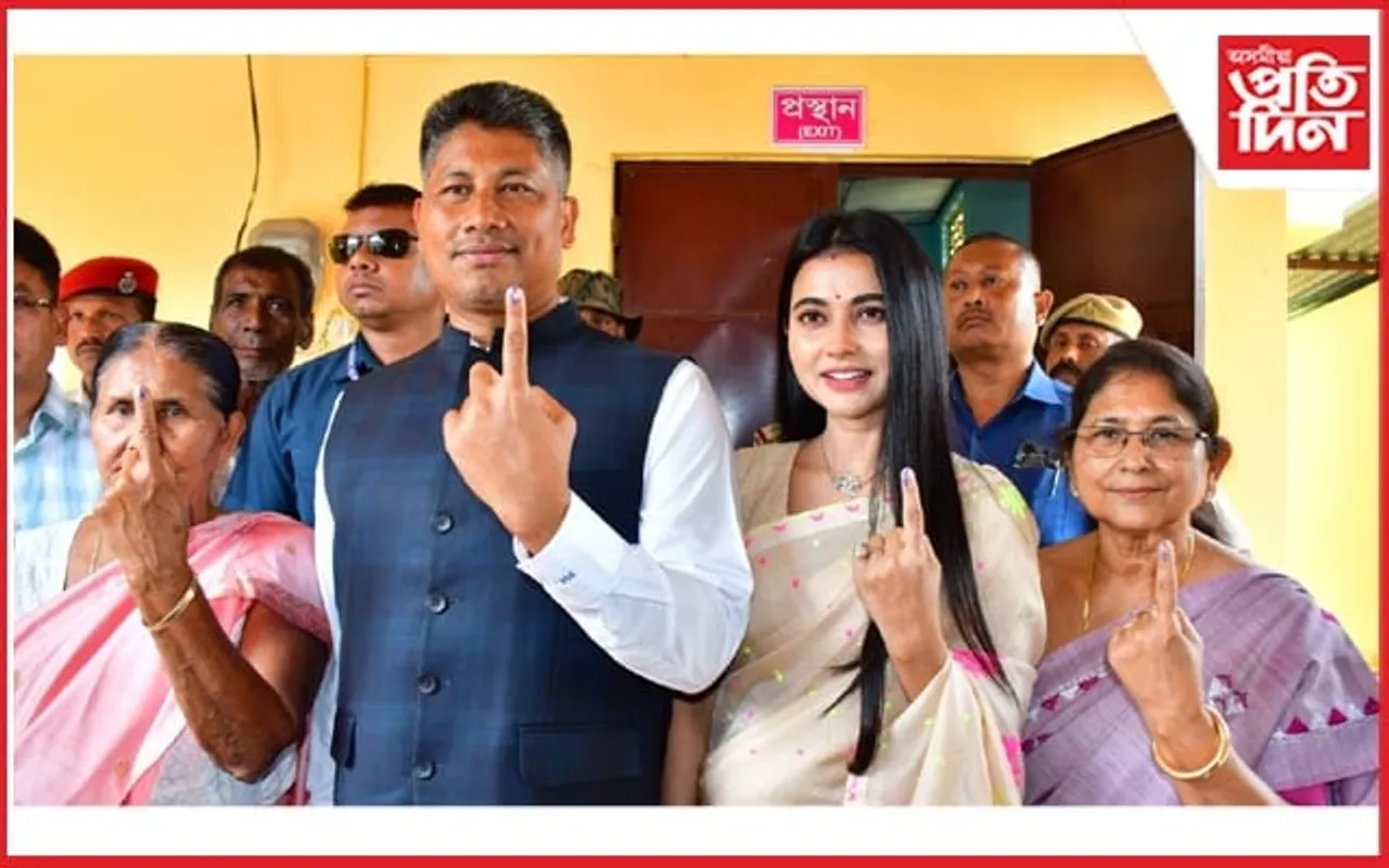মৰাকলং প্ৰাথমিক বিদ্যালয় ভোটকেন্দ্ৰত ভোটাধিকাৰ সাব্যস্ত কৰিলে মন্ত্ৰী পীয়ুষে