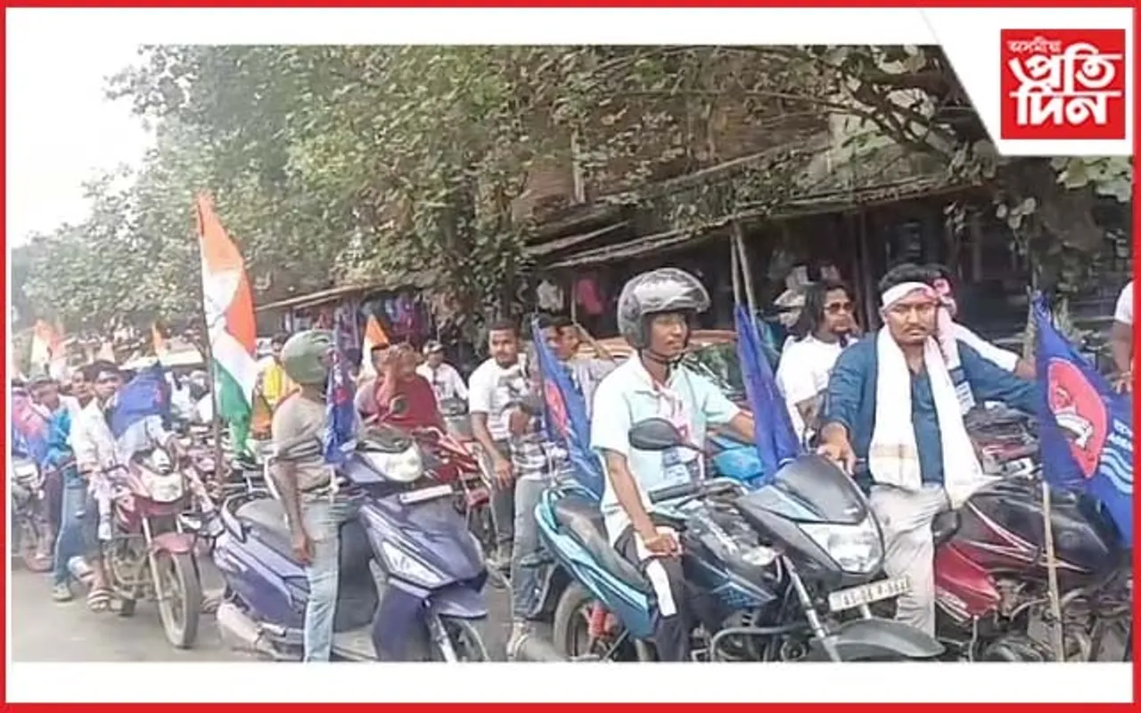টেঙাখাতৰ পৰা লুৰীণজ্যোতি গগৈক লৈ  বাইক ৰেলীৰে নিৰ্বাচনী প্ৰচাৰ