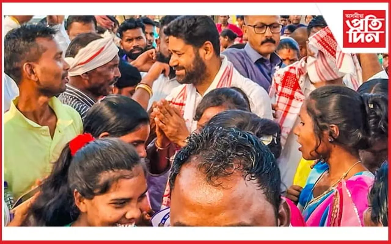 শিয়ালকাটী চাহ বাগিচাত লুৰীণজ্যোতি গগৈৰ নিৰ্বাচনী সভা