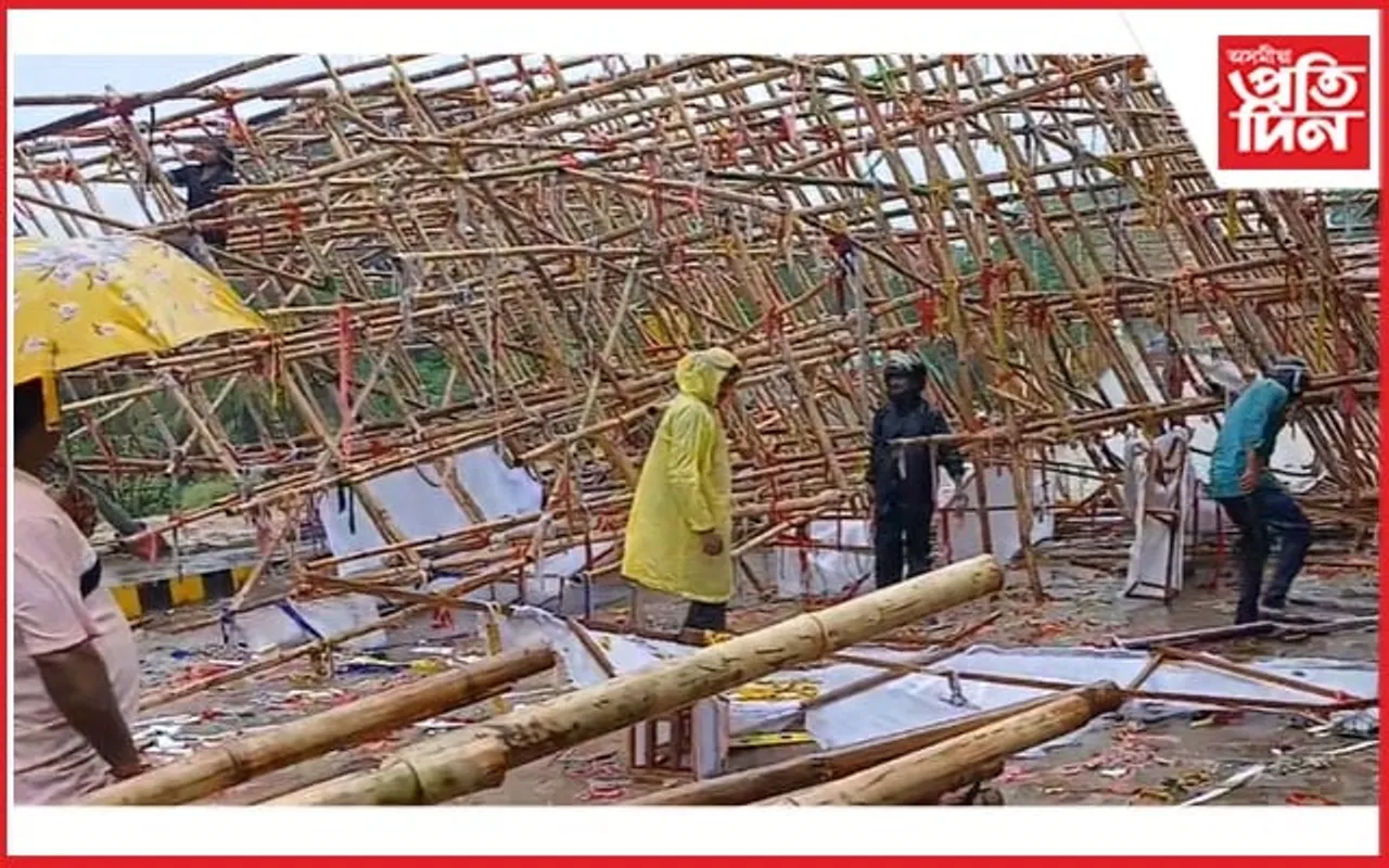 লামডিঙত বাহনৰ ওপৰতে বাগৰিল বাঁহৰ প্ৰকাণ্ড গেট...