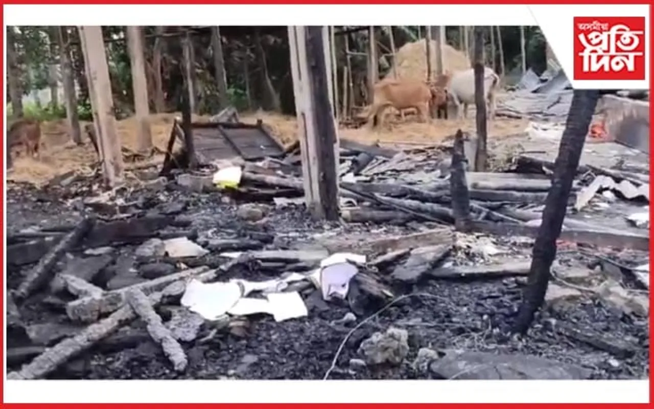 মাজগাঁৱত অগ্নিকাণ্ডঃ জুইত সৰ্বস্বান্ত এটা পৰিয়াল