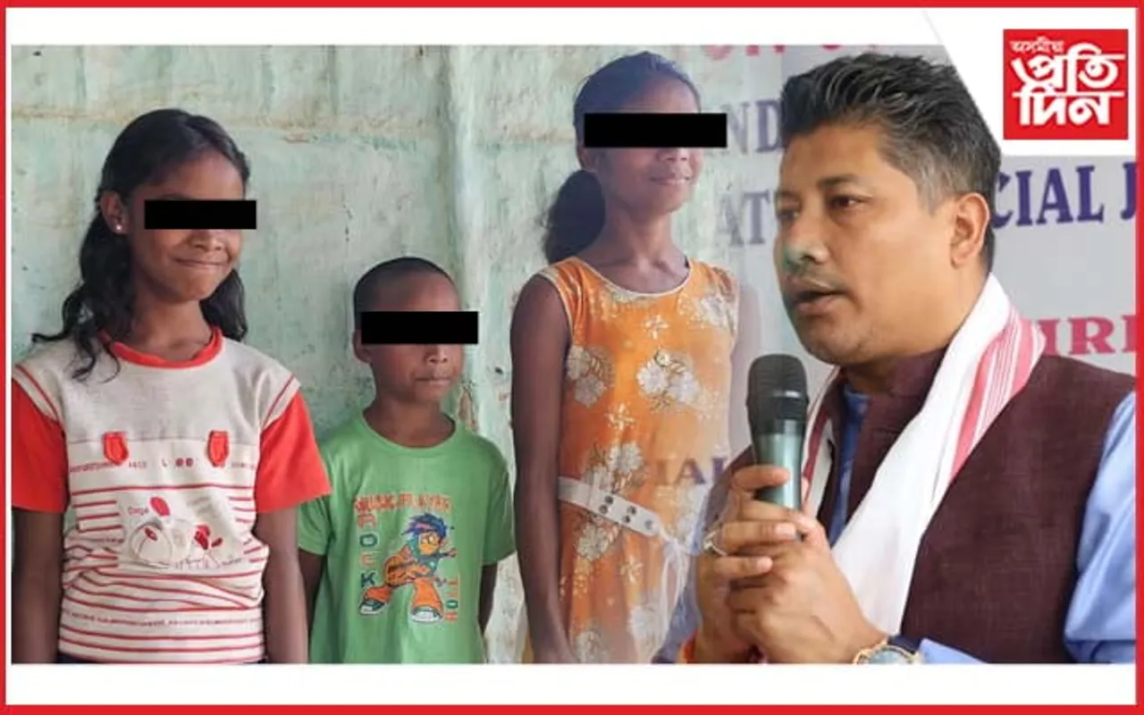 তিতাবাৰৰ তিনি অভিভাৱকহীন শিশুৰ কাষত থিয় দিলে মন্ত্ৰী পীযুষ হাজৰীকা 