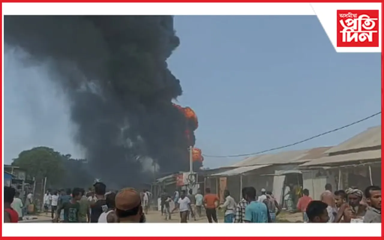 বালিমুখ বজাৰত অগ্নিকাণ্ড : কেইবাখনো দোকান ভষ্মীভূত