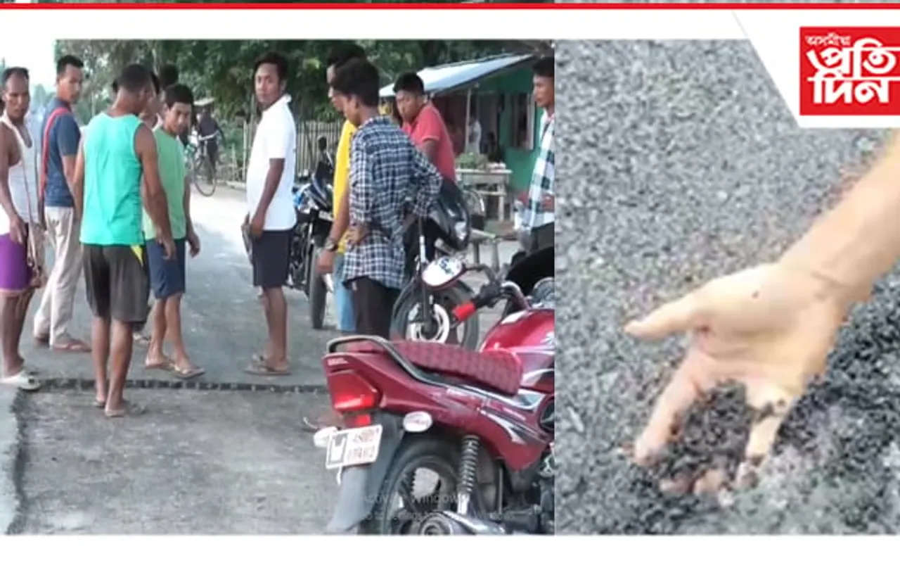 বিশ্বনাথৰ পকীপথ নিৰ্মাণত ব্যাপক দুৰ্নীতিঃ খলা-বমা পথ নিৰ্মাণেৰে চৰকাৰী ধনৰ শৰাধ..