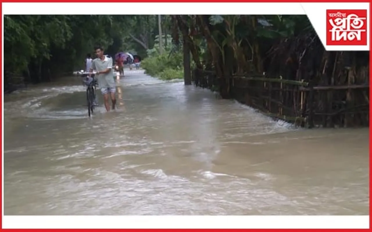 বৰলীয়া নৈৰ বাঢ়নী পানীয়ে ভয়াৱহ ৰূপ লৈছে ৰঙিয়াত...