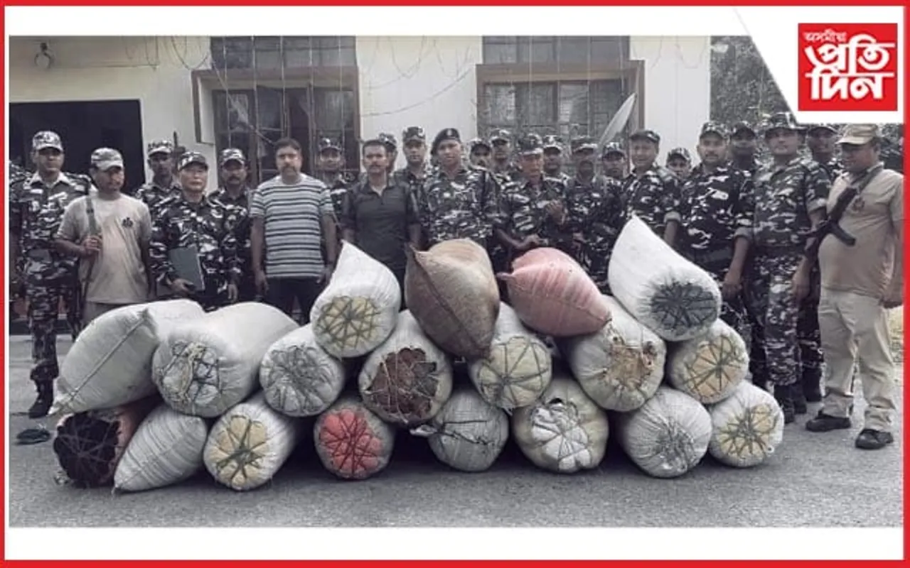 মাজবাট আৰক্ষীৰ সফলতাঃ ৫২১কেজি নিচাযুক্ত সামগ্ৰী জব্দ 