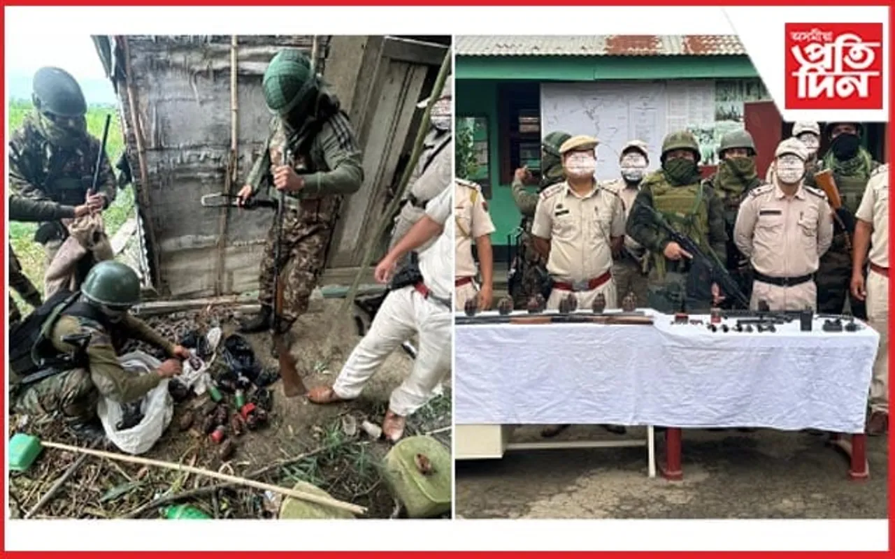 মণিপুৰত পৃথক অভিযানত ৩ বিদ্ৰোহী আৰু বৃহৎ অস্ত্ৰ ভাণ্ডাৰ উদ্ধাৰ...