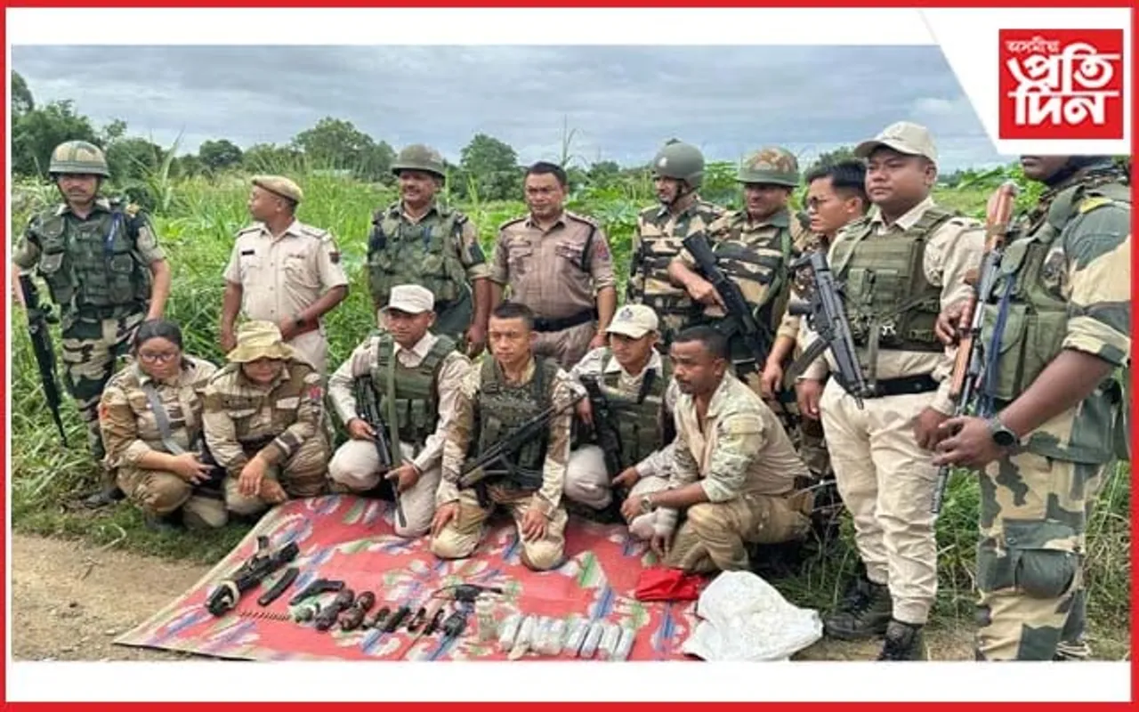 মণিপুৰত বুজন সংখ্যক অবৈধ মাৰণাস্ত্ৰ আৰু বিস্ফোৰক উদ্ধাৰ
