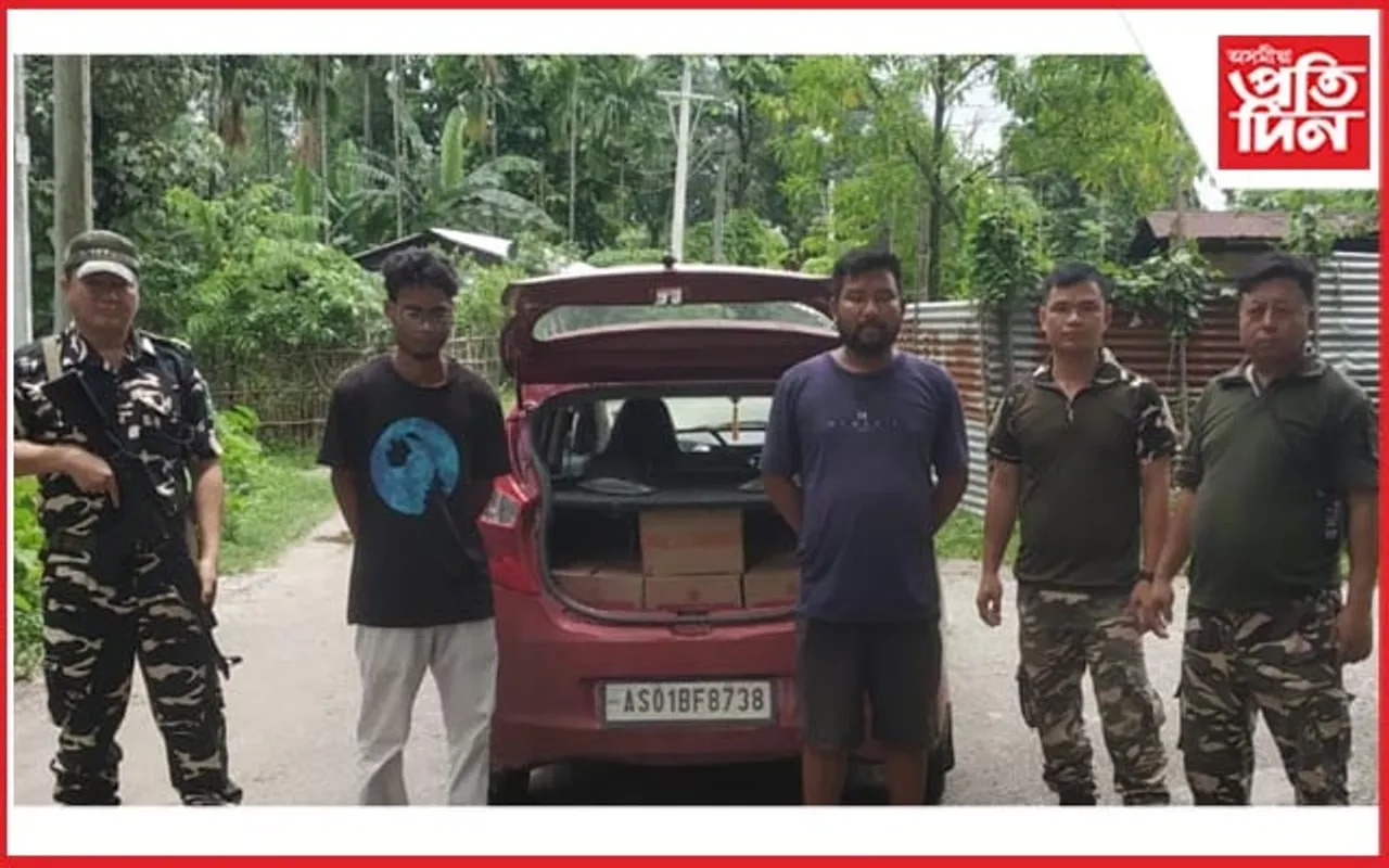 ভাৰত-ভূটান সীমান্তত সুৰা ভৰ্তি বাহন জব্দঃ আটক এজনক