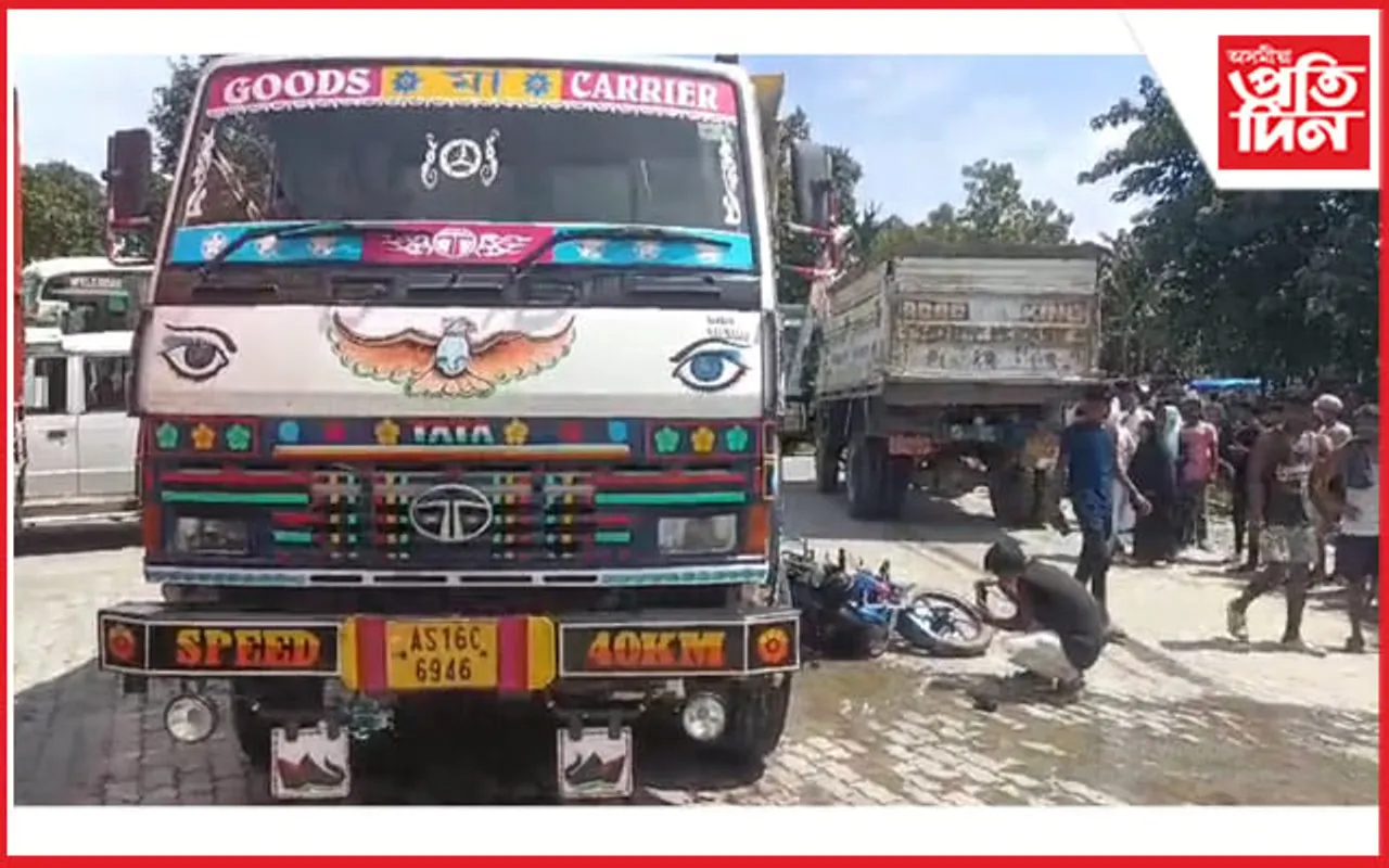 গৌৰীপুৰত ডাম্পাৰে মহতিয়ালে বাইক চালককঃ সংকটজনক অৱস্থাত হাস্পতালত ভৰ্তি