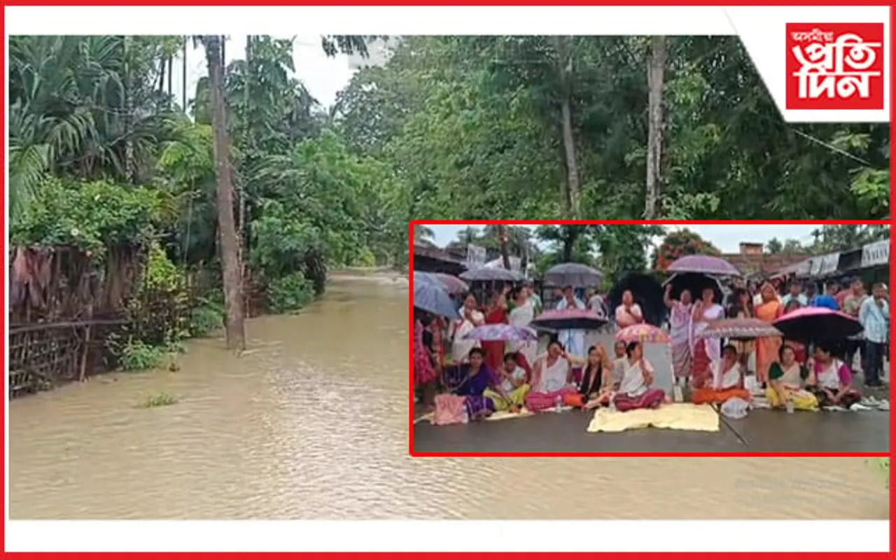 বানৰ কবলত উৰিয়ামঘাটঃ বৰষুণত তিতিয়েই পথ অৱৰোধ স্থানীয় মহিলাৰ