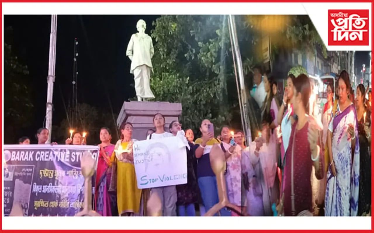 চিকিৎসক হত্যাকাণ্ডঃ দোষীক শাস্তি আৰু মহিলা-শিশুক নিৰাপত্তাৰ দাবীত শিলচৰত মহিলাৰ প্ৰতিবাদ