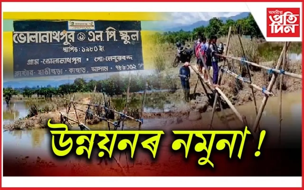 উন্নয়নৰ নমুনাঃ বাঁহৰ সাকো, নাৱেই যাতায়তৰ একমাত্ৰ ভৰষা...