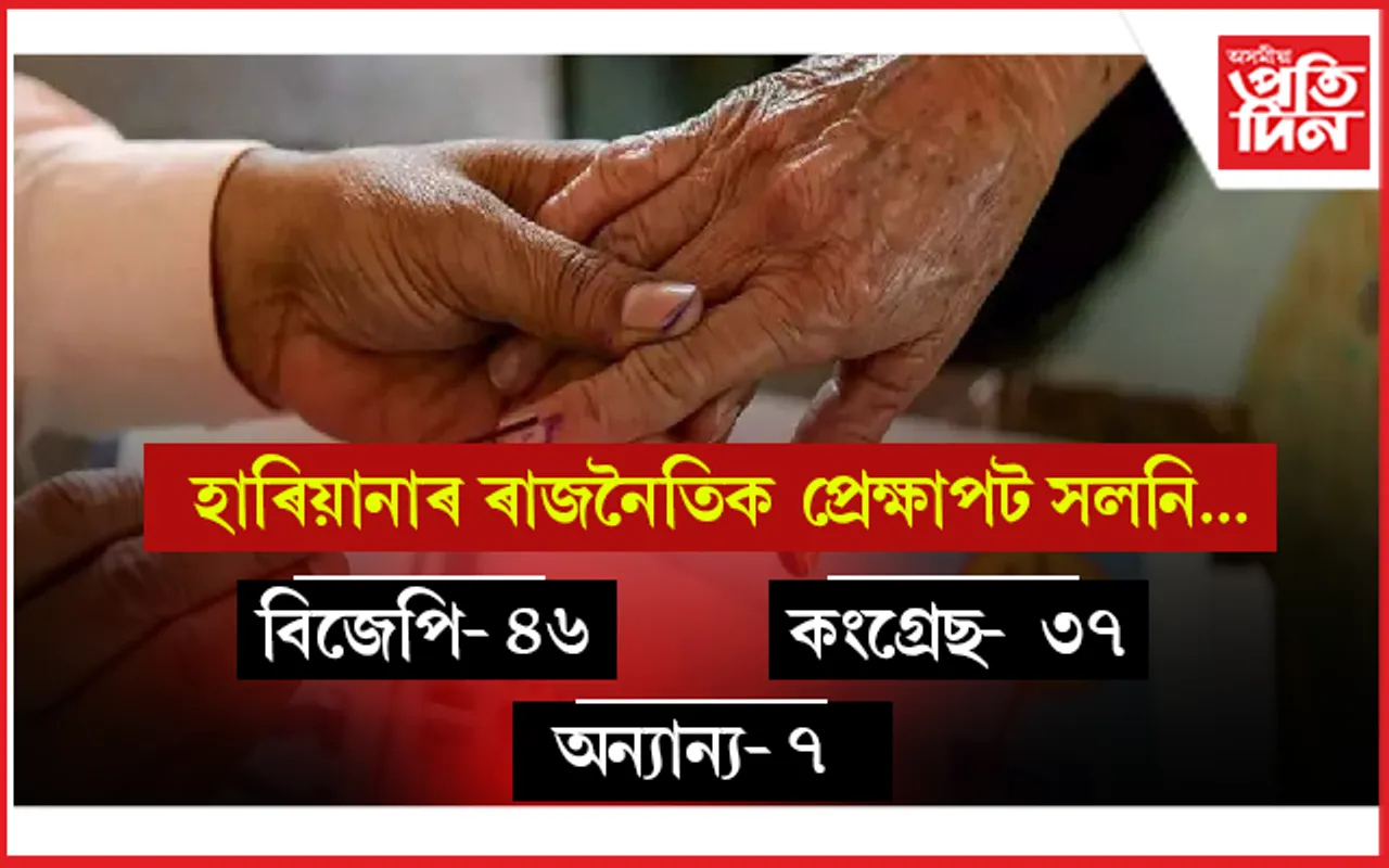 আকৰ্ষণীয় হৈ পৰিছে হাৰিয়ানাৰ নিৰ্বাচনী যুঁজখনঃ ৪৬খন আসনত বিজেপিৰ অগ্ৰগতি