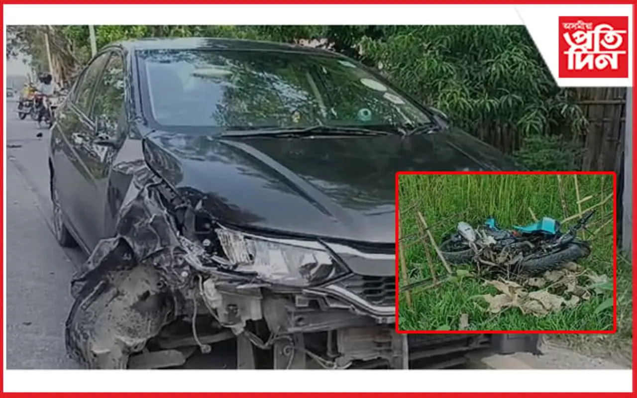 ৰঙাপৰাত বাইক আৰু চাৰিচকীয়া বাহনৰ মাজত মুখামুখি সংঘৰ্ষ...