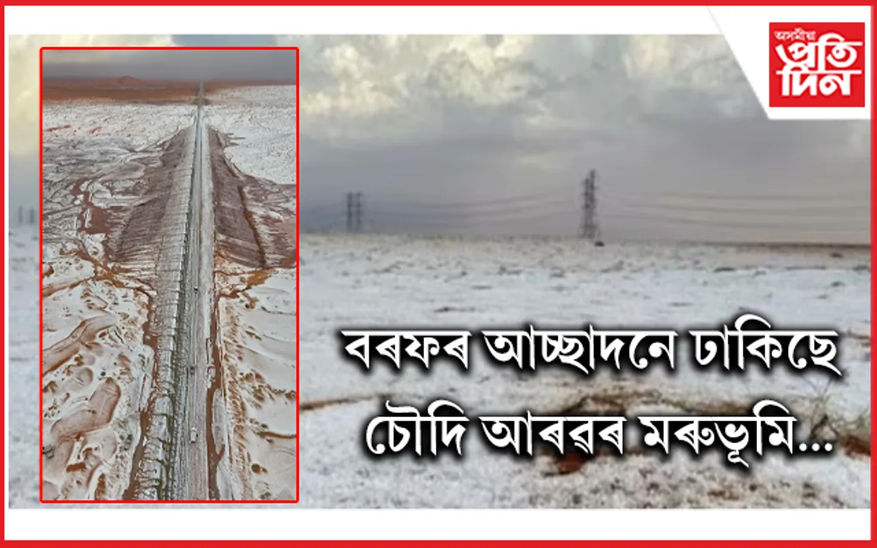 মৰুভূমিত তুষাৰপাত! ইতিহাস সৃষ্টি কৰি চৌদি আৰৱত বৰফৰ আচ্ছাদন...PHOTOS