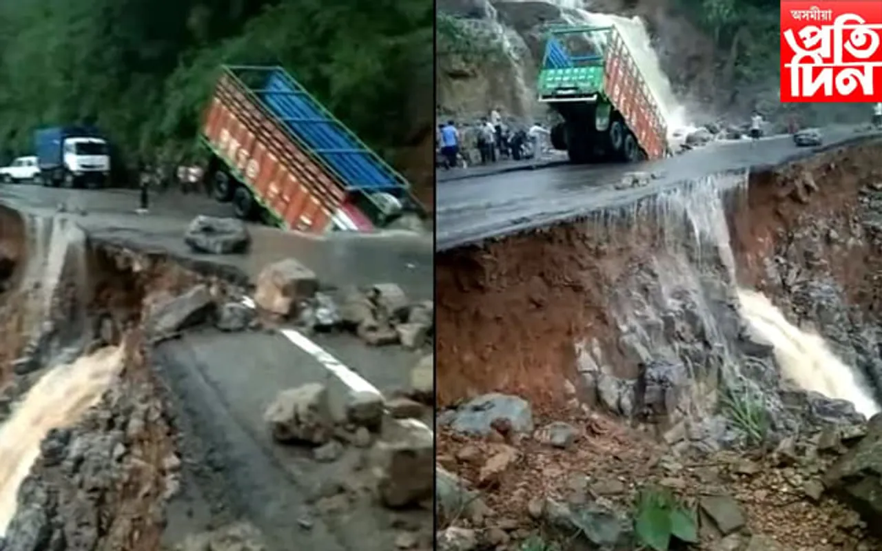 মেঘালয়ত ভূমিস্খলন, মাটিৰ তলত সোমাই পৰিলে ট্ৰাক, আৱদ্ধ শ শ বাহন…