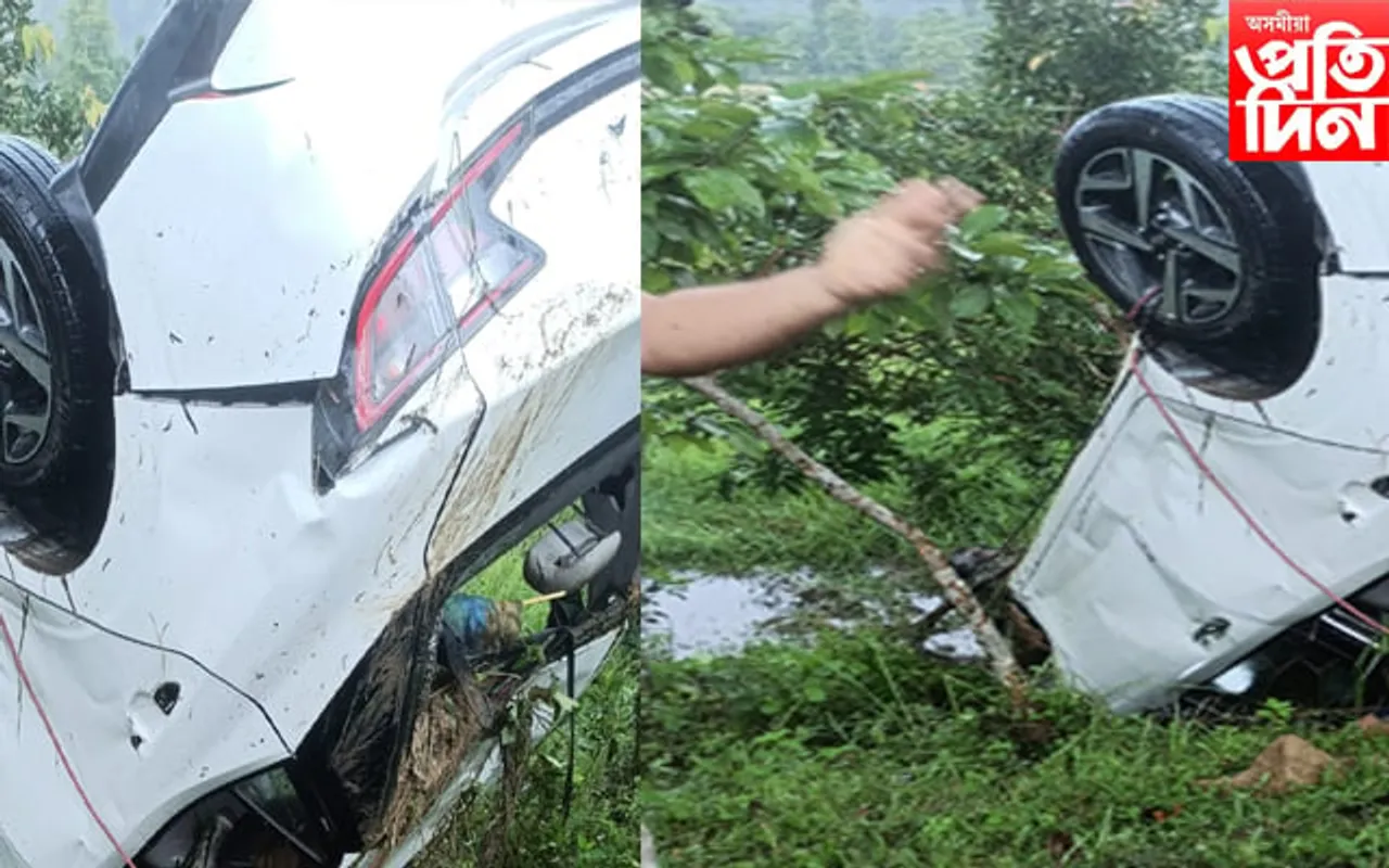 কলিয়াবৰত নিয়ন্ত্ৰণ হেৰুৱাই দ’ খাৱৈত পৰিল বাহন, মৃত্যু ৪ জনৰ…