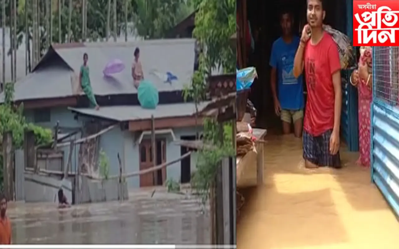 লামডিঙত বানৰ তাণ্ডৱ;  ঘৰৰ ওপৰত আশ্ৰয় বন্যাৰ্তৰ…