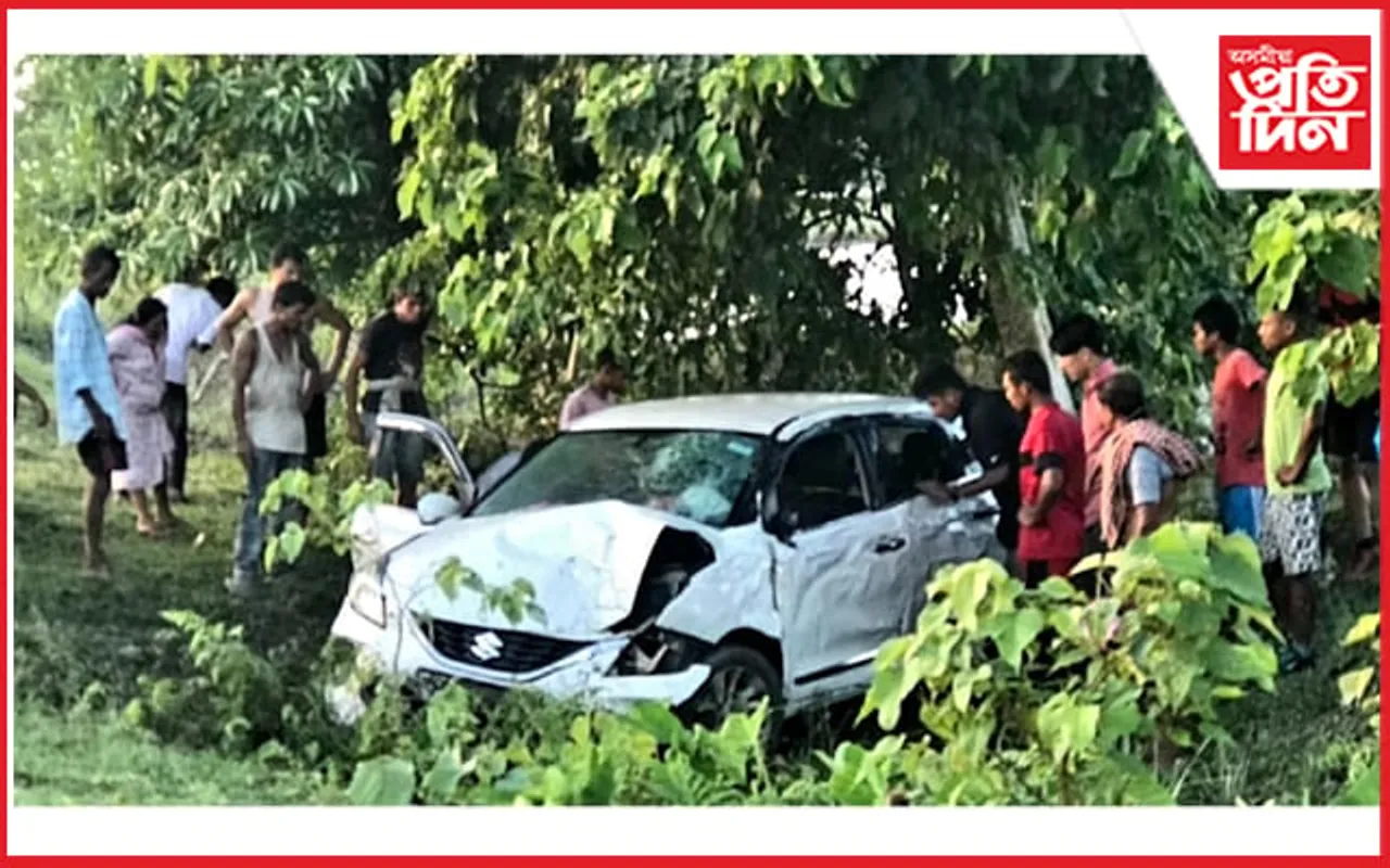 ঘিলামৰাত ঘাইপথ এৰি হাবিত সোমাল বিলাসী বাহন…
