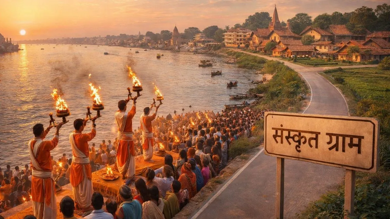 kashi Sanskrit Village in Varanasi Sankrit Bharati president Prof Ramnarayan Dwivedi UP hindi zxc