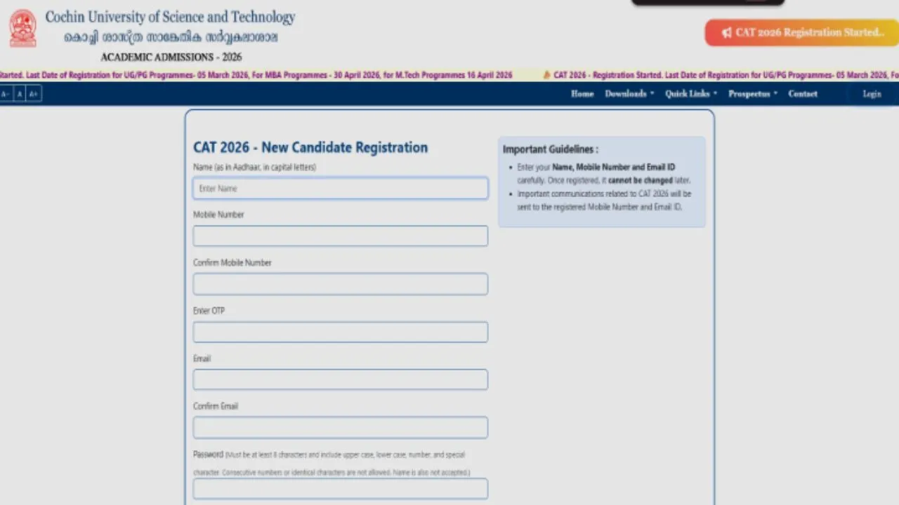 CUSAT CAT Registration 2026 Admission UG PG Entrance Exam hindi news zxc