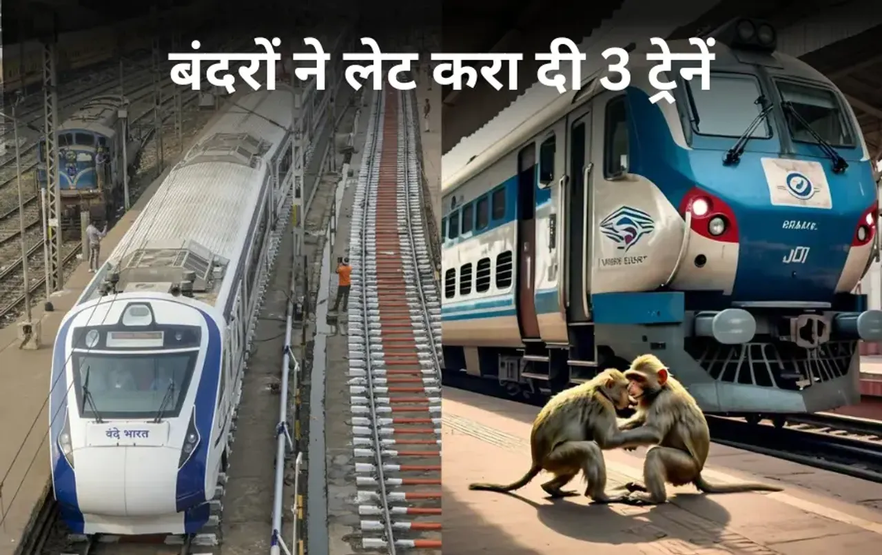 वंदे भारत समेत 3 ट्रेनें लेट: बंदरों की लड़ाई की वजह से 1.5 घंटे बंद रहा ट्रैक, रेलवे में मचा हड़कंप