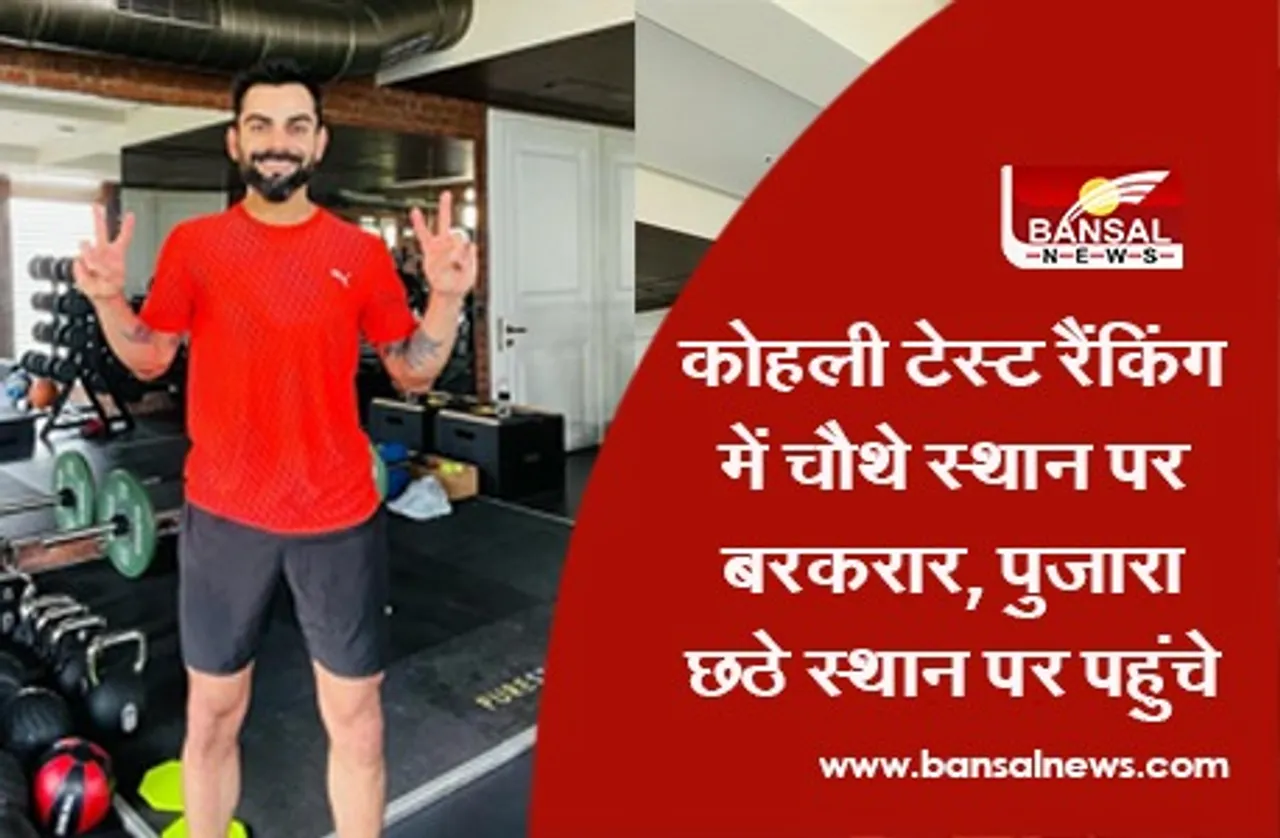 ICC Test Rankings: कोहली टेस्ट रैंकिंग में चौथे स्थान पर बरकरार, पुजारा छठे स्थान पर पहुंचे