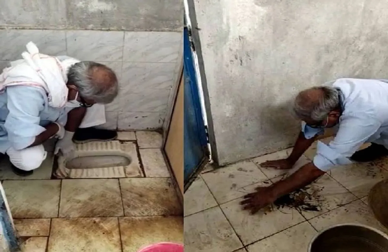 भाजपा सांसद ने कोविड सेंटर के शौचालय को हाथों से किया साफ, वीडियो वायरल