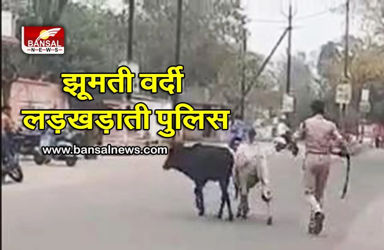 नशे में धुत पुलिसवाला सरेराह पीटने लगा जानवरों को, विधायक के लिए भी कहे अपशब्द