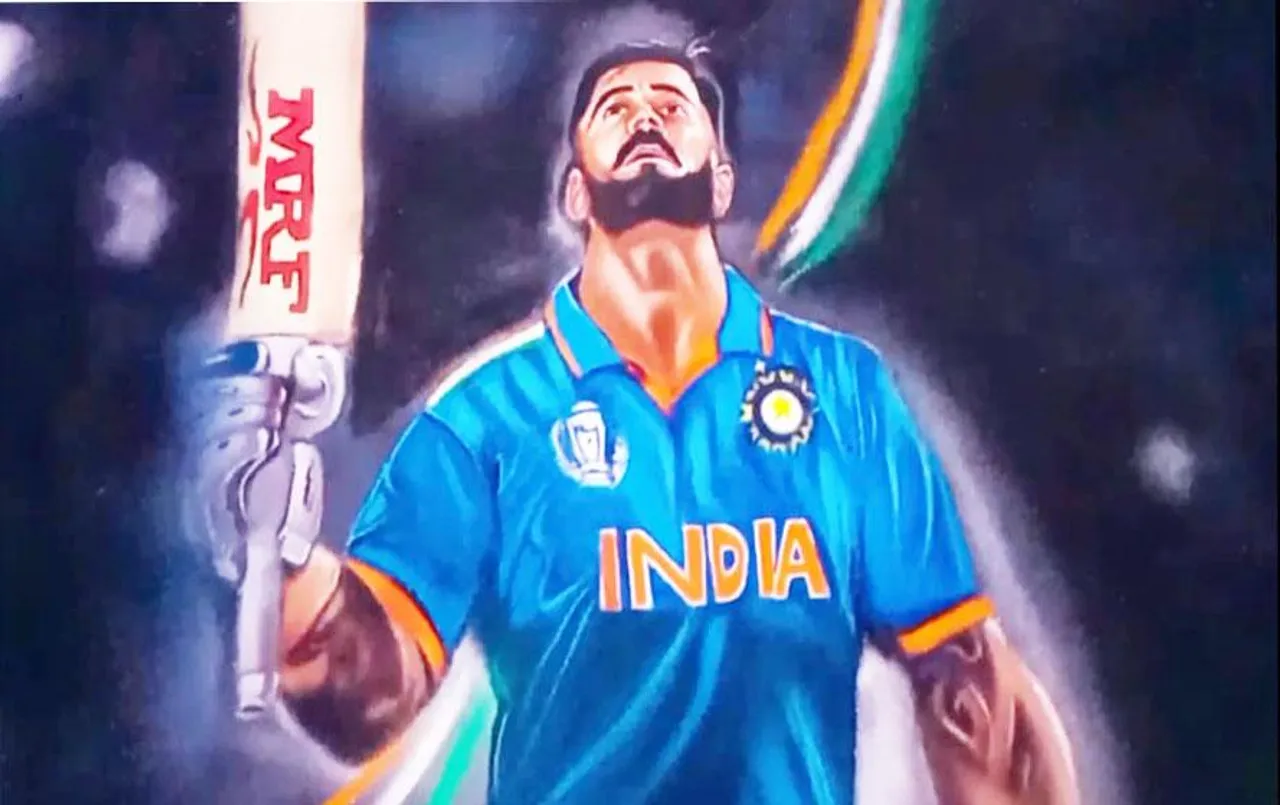 World Cup Final 2023: प्रदेशभर में वर्ल्डकप फाइनल को लेकर लोग उत्साहित, कोहली की बनाई आकर्षक रंगोली