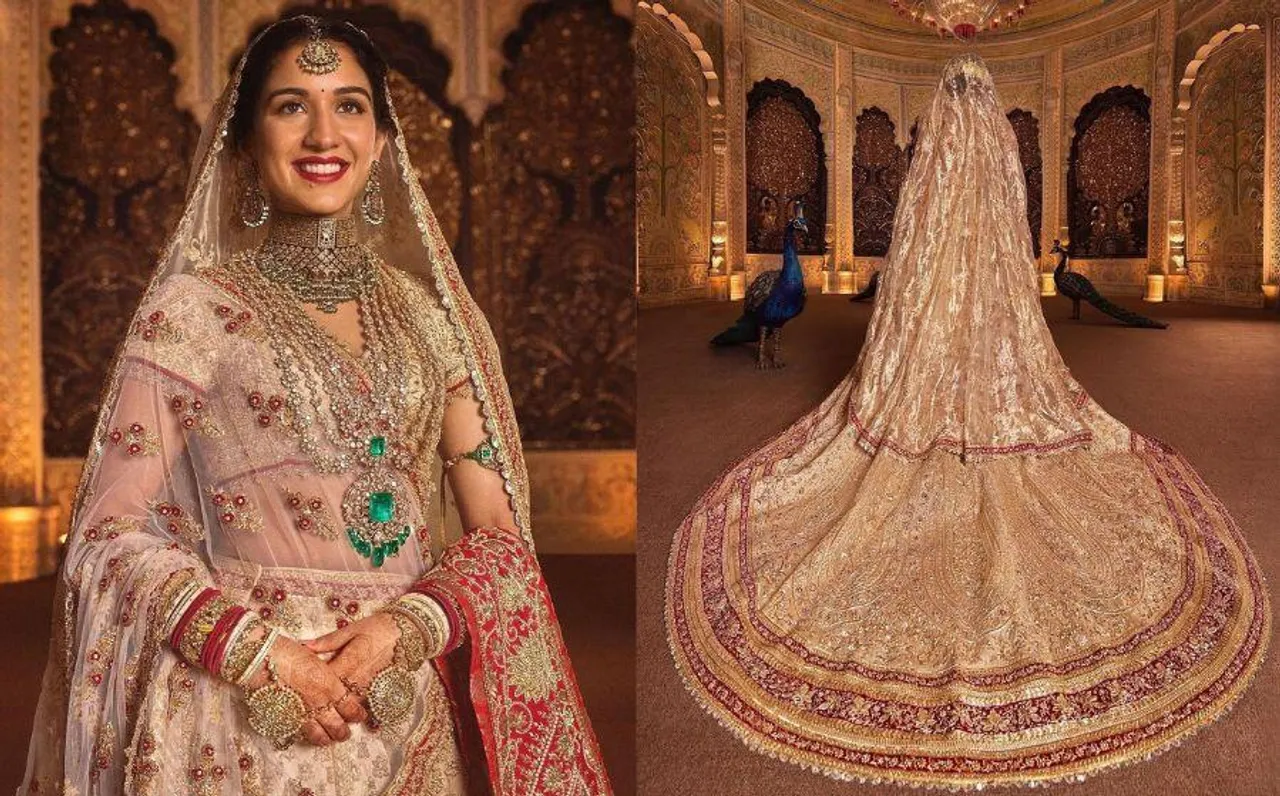 Anant Radhika Wedding: दुल्हन बनीं राधिका की खूबसूरत तस्वीरें, गुजराती थीम का लहंगा, 5 मीटर का पल्लू और 80 इंच ट्रेल