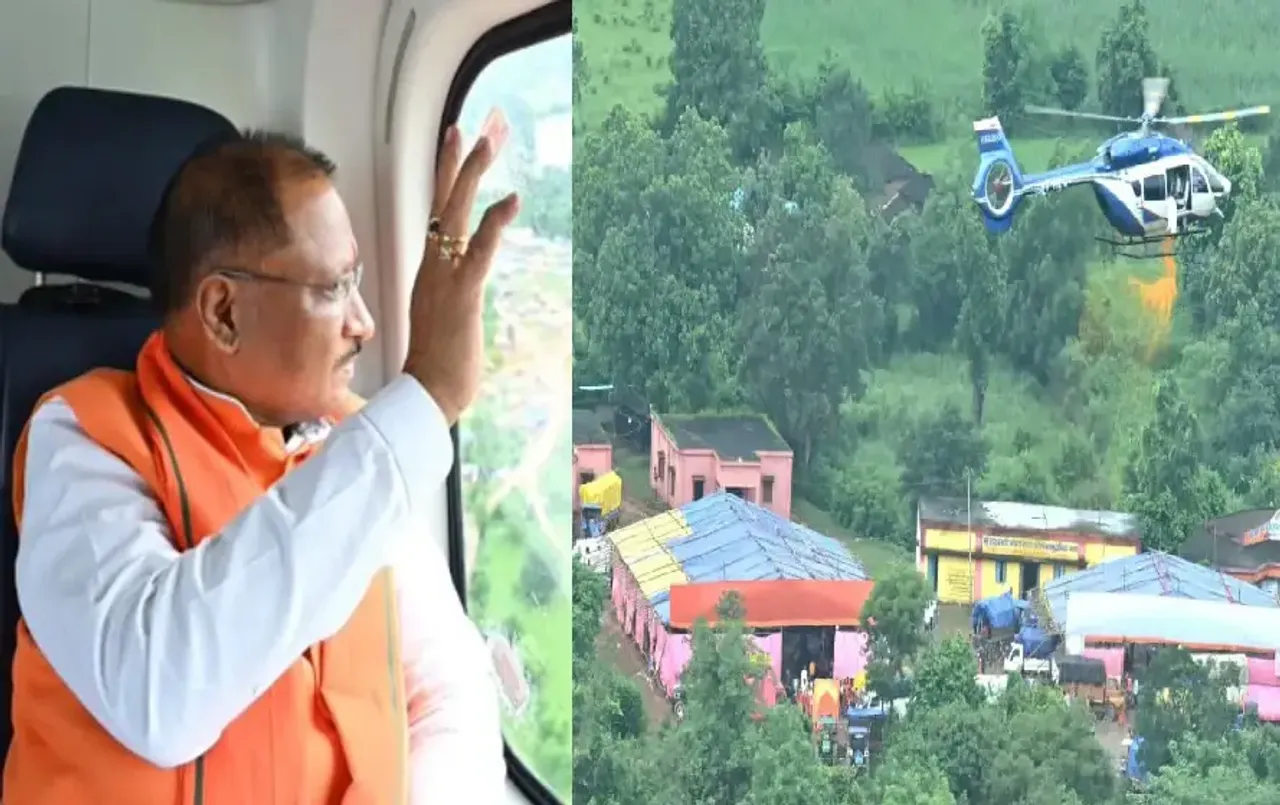 CG CM Sai Visit Kawardha: सीएम साय ने कांवड़ियों पर की हेलीकॉप्‍टर से पुष्‍प वर्षा, मंदिर में की पूजा-अर्चना
