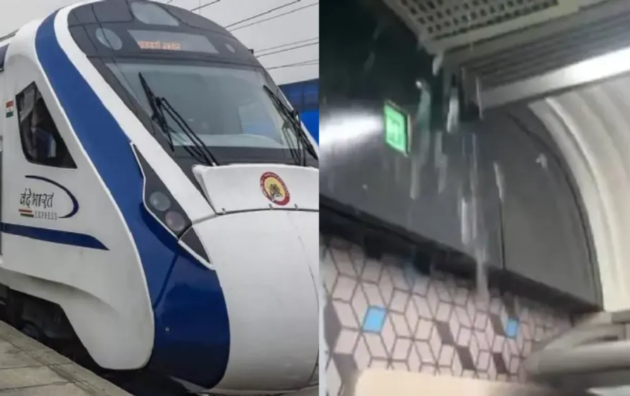 वंदे भारत की छत से टपक रहा पानी: दिल्ली से वाराणसी रूट की ट्रेन का वीडियो वायरल, यात्री प्रीमियम किराया सर्विस लो