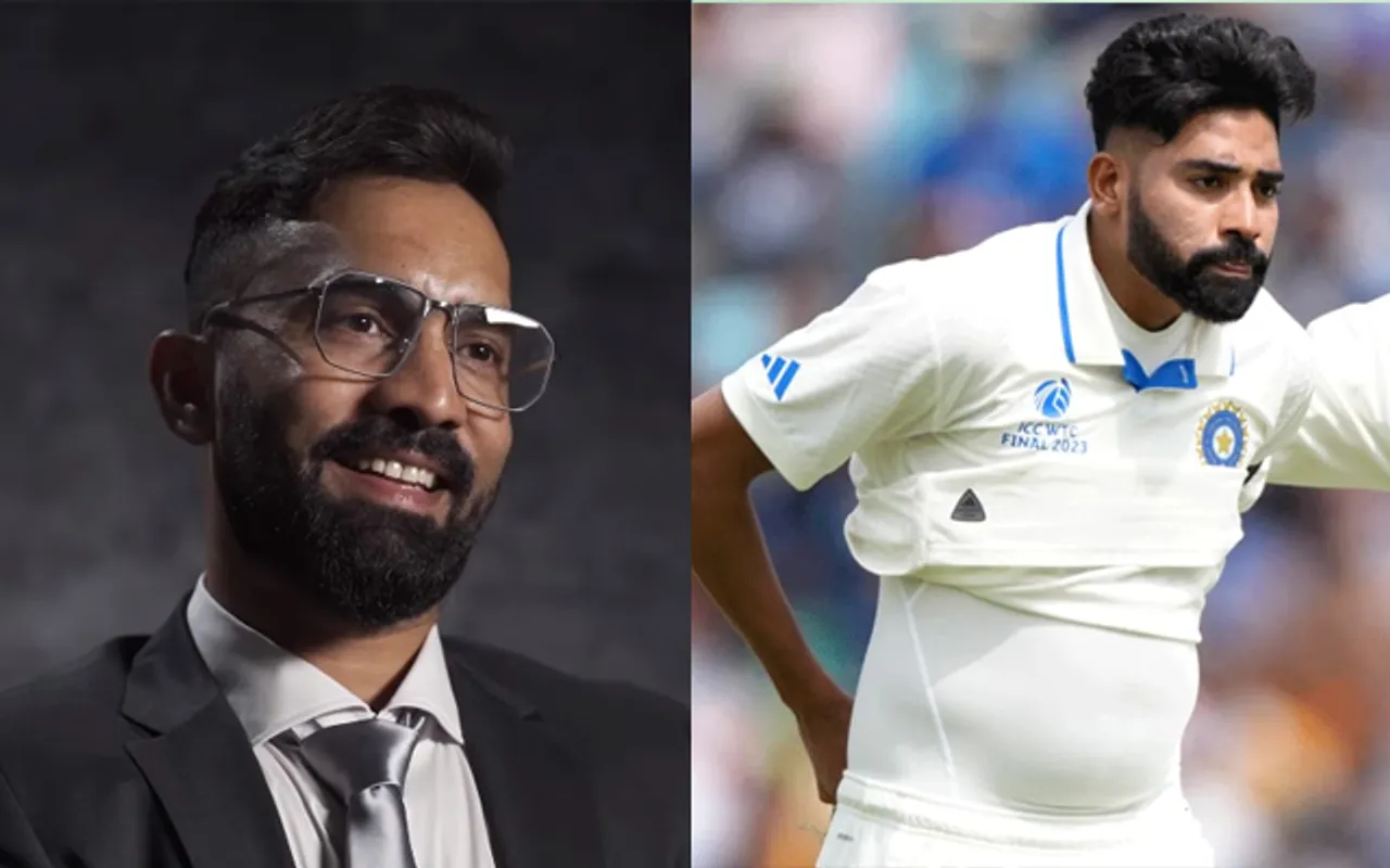 Dinesh Karthik, Mohammed Siraj and Rohit Sharma (Source - Twitter)