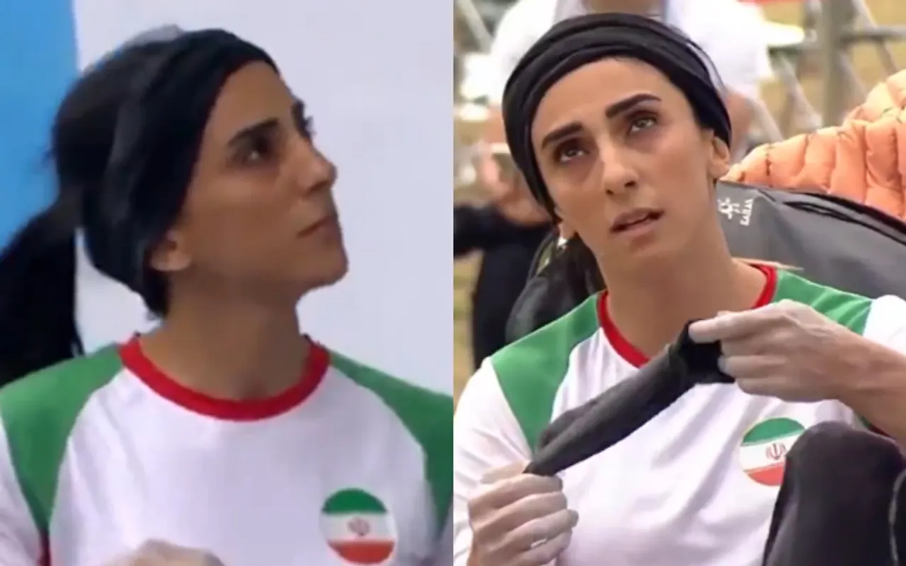 Elnaz Rekabi came fourth in the final of the Asian Sport Climbing Championships.