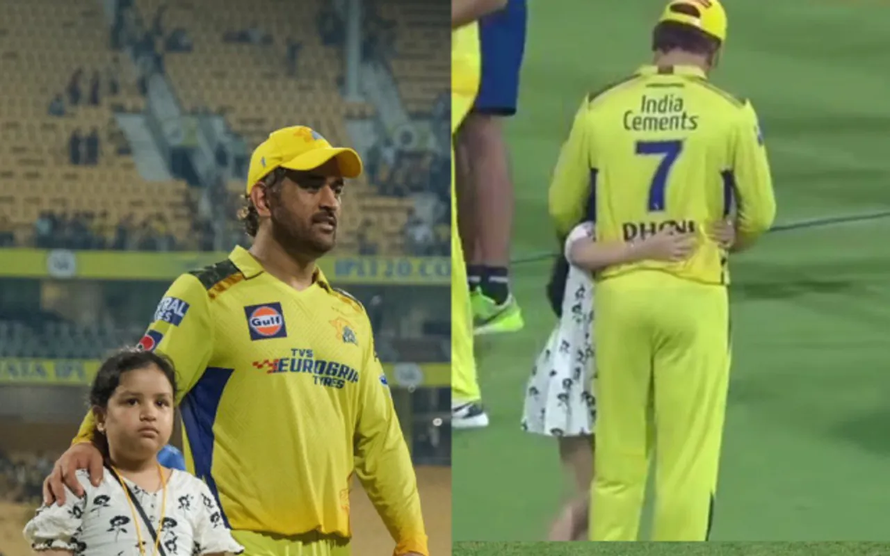 MS Dhoni with daughter