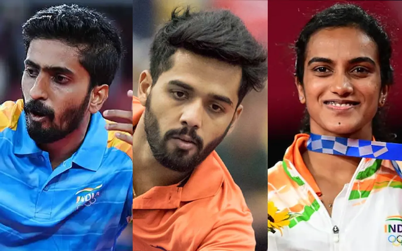 Sathiyan Gnanasekaran, Sanil Shetty, PV Sindhu