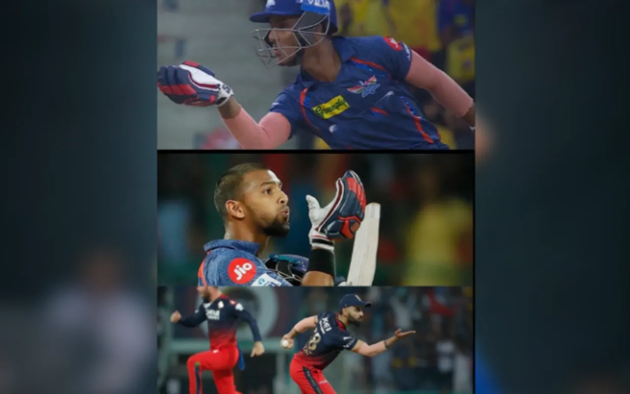 Ayush Badoni, Nicholas Pooran and Virat Kohli (Source - Twitter)