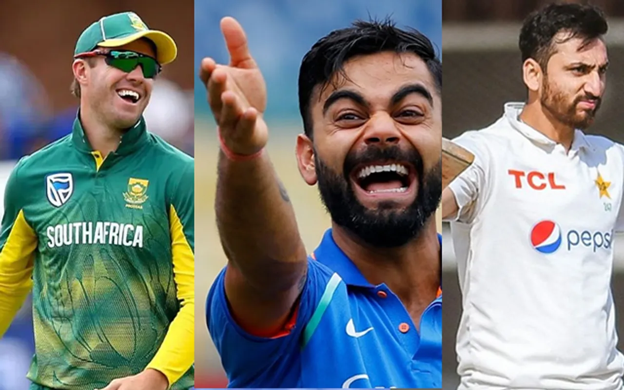 AB de Villiers, Virat Kohli and Salman Agha (Source - Twitter)