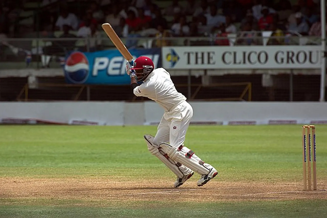Cricketer in action