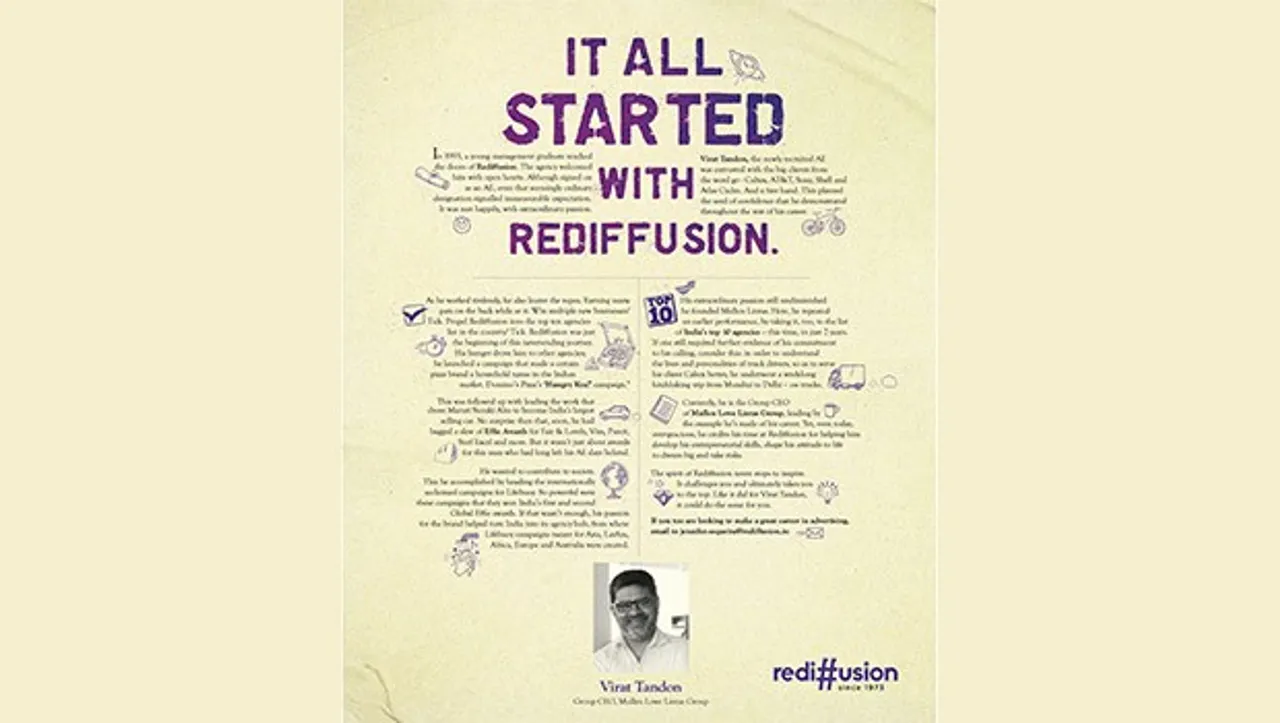 Mullen Lintas Chief features in Rediffusion ad