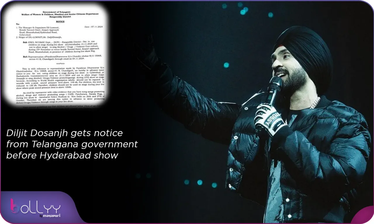 Diljit Dosanjh gets notice from Telangana government before Hyderabad show