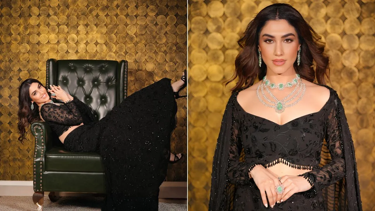 Delbar Arya Stuns in an All-Black Lehenga Choli