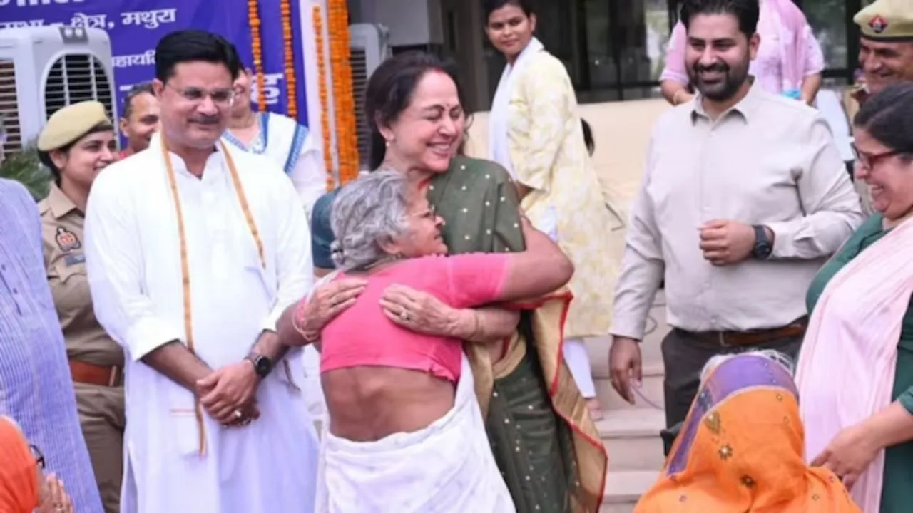Hema Malini Meets Widows in Vrindavan
