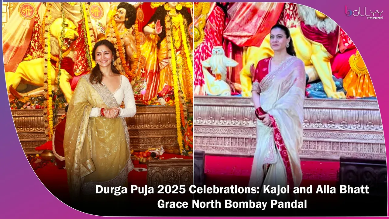 Durga Puja 2025 Celebrations Kajol and Alia Bhatt Grace North Bombay Pandal