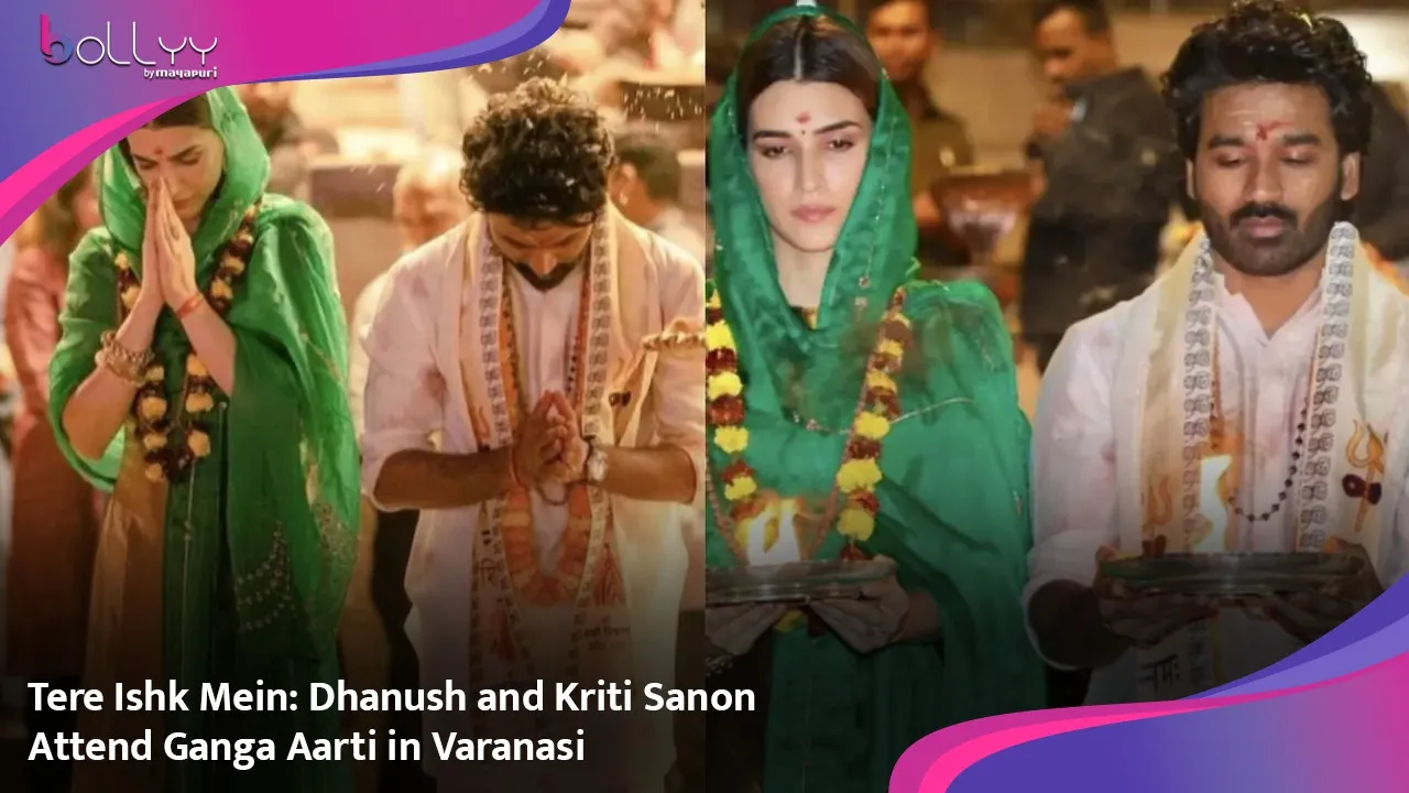 Tere Ishk Mein Promotion Dhanush and Kriti Sanon Attend Ganga Aarti in Varanasi