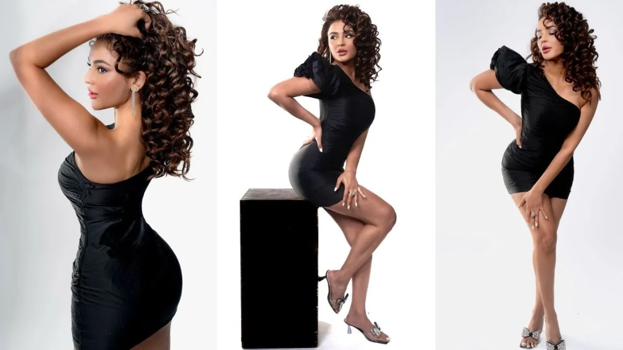 Seerat Kapoor Stuns in Off-Shoulder Black Mini Dress on Instagram