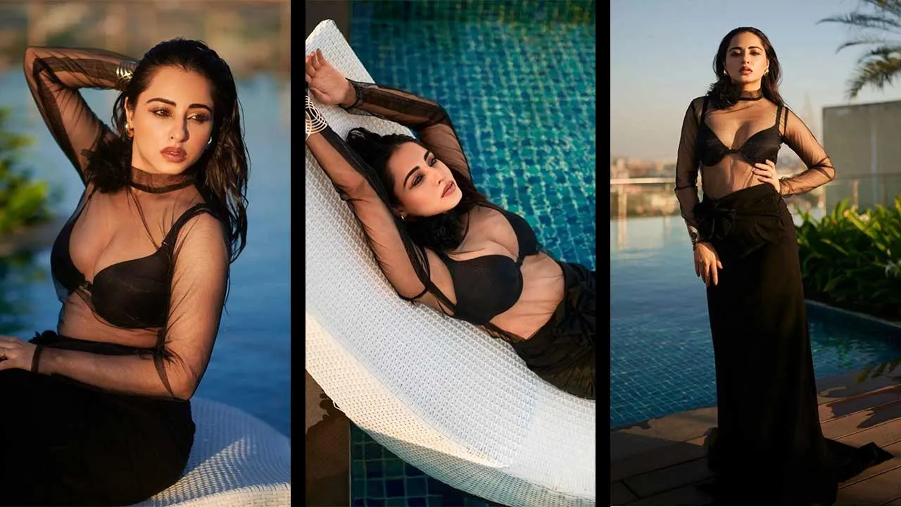 Actress Niyati Fatnani sets the temperature soaring in a plunging neckline bold black dress Fans call her Mirchi